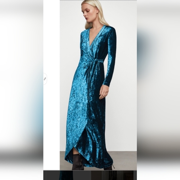 Ruched Wrap Bcbg Velvet Wrap Dress Velvet Wrap Dress For Women Elegant Long  Sleeve Bridesmaid Dress